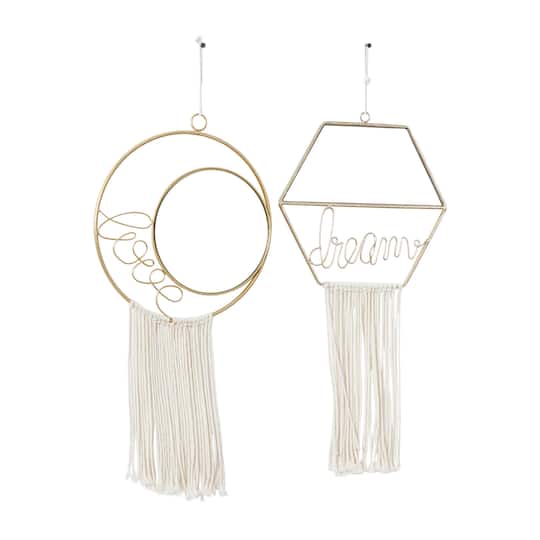 Gold Metal Contemporary Hanging Wall Mirrors Set